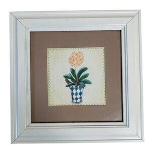 Framed Botanical Art Print By Emma Stubbs Hunk Auricula Series White Frame 14x14